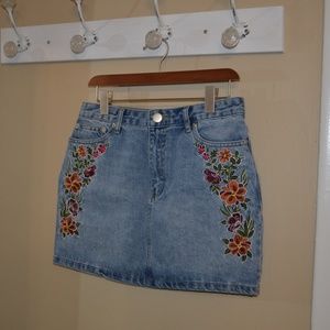 Mini Skirt - with Iron-on Flowers